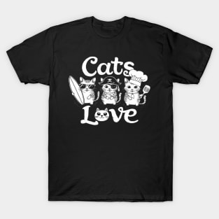 Cats Love Funny Retro cat lover shirt T-Shirt